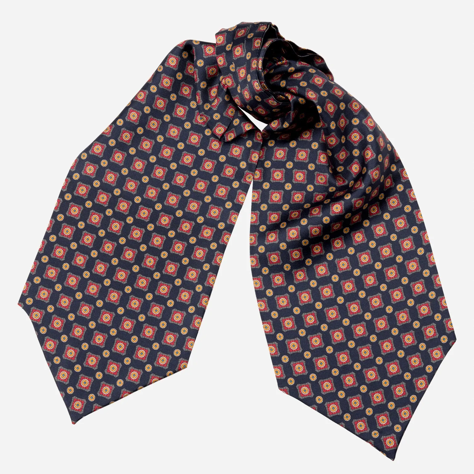 Barberini - Silk Ascot Cravat Tie - Navy and Red sold by Elizabetta