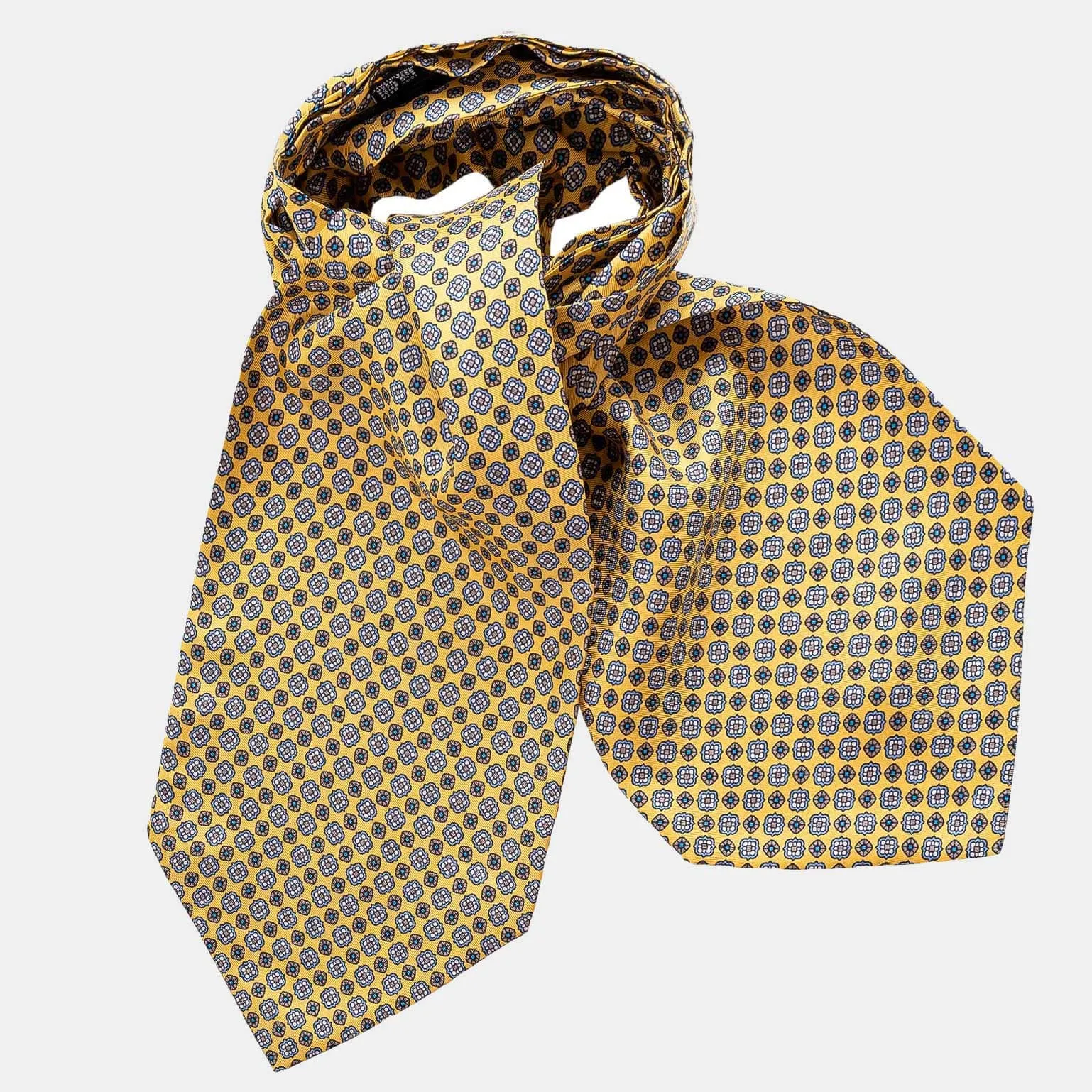 Corbara - Silk Ascot Cravat Tie - Yellow sold by Elizabetta