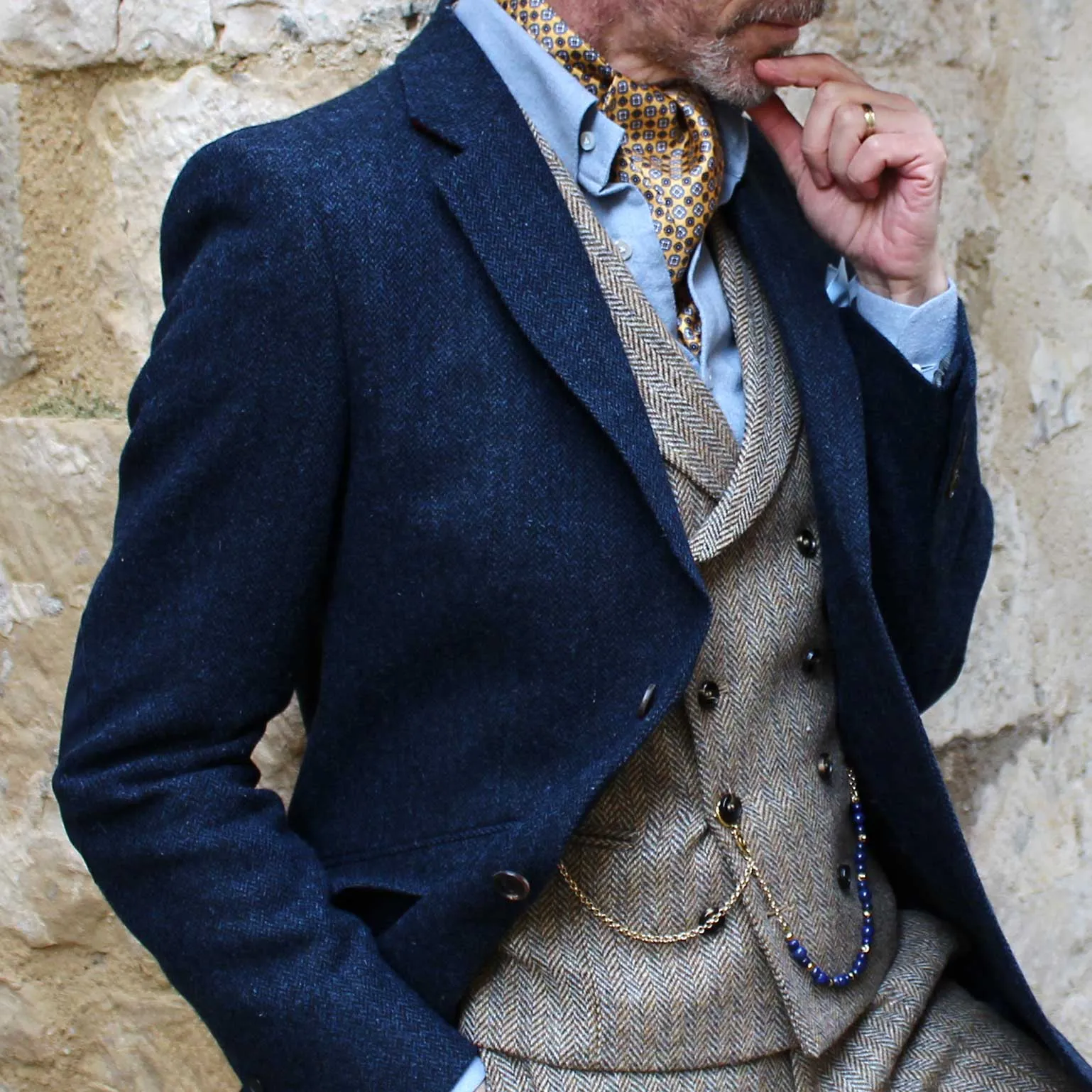 Corbara - Silk Ascot Cravat Tie - Yellow sold by Elizabetta product image thumbnail 3