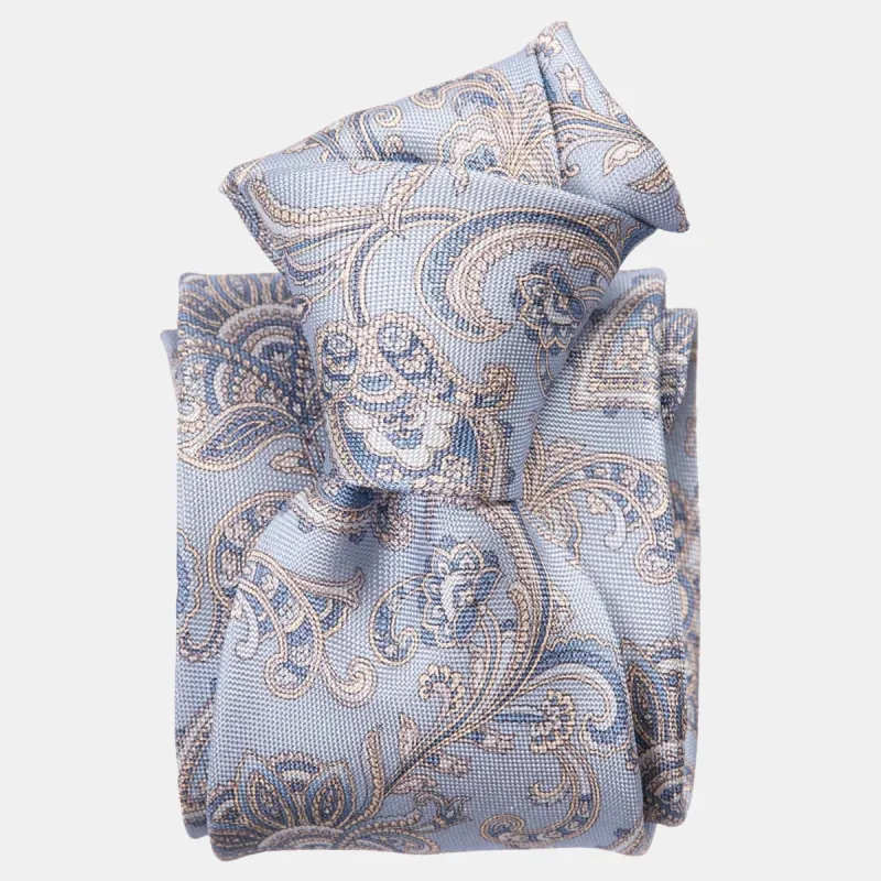 Novara - Printed Silk Tie - Sky Blue made by Elizabetta