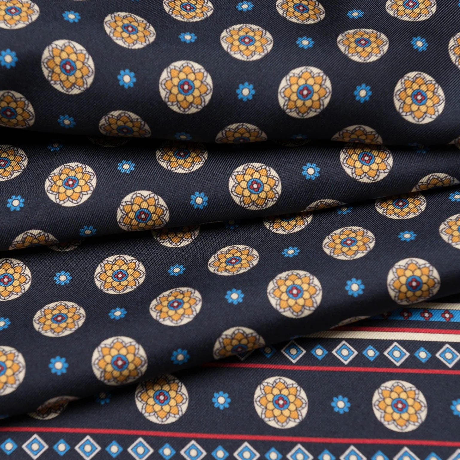 Palatino - Wool Backed Silk Scarf - Navy & Yellow sold by Elizabetta product image thumbnail 3