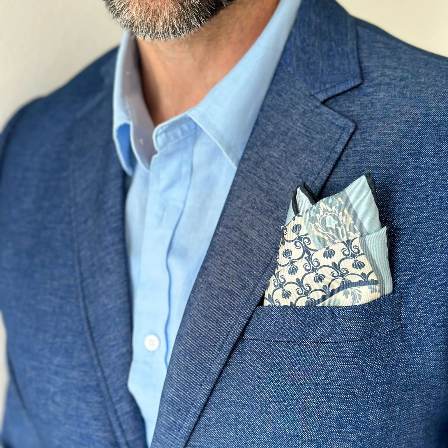Portici - Silk Pocket Square - Dusty Blue sold by Elizabetta product image thumbnail 2