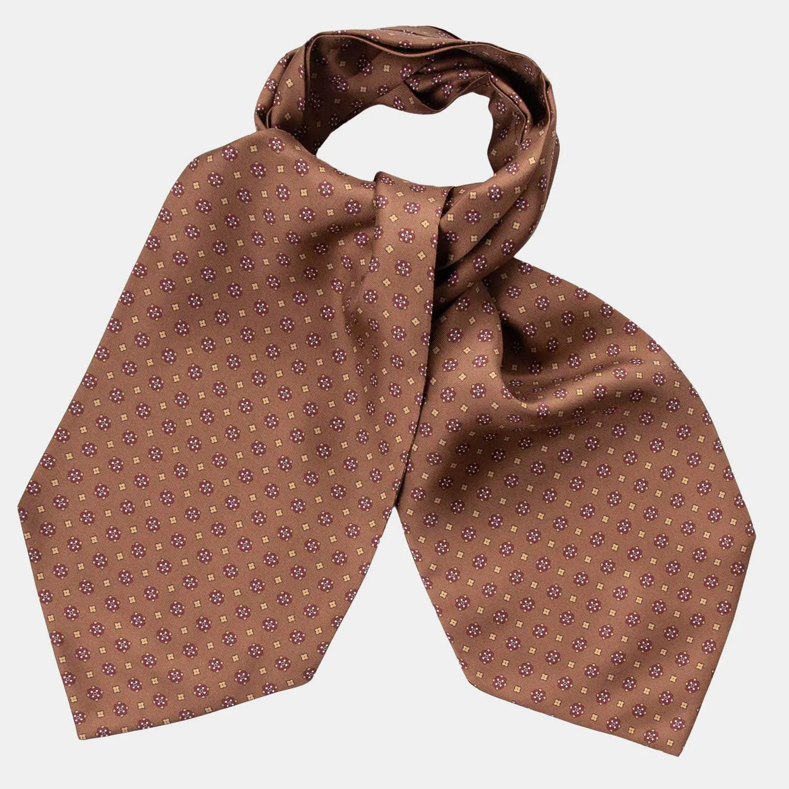 Pagani - Silk Ascot Cravat Tie - Cognac sold by Elizabetta