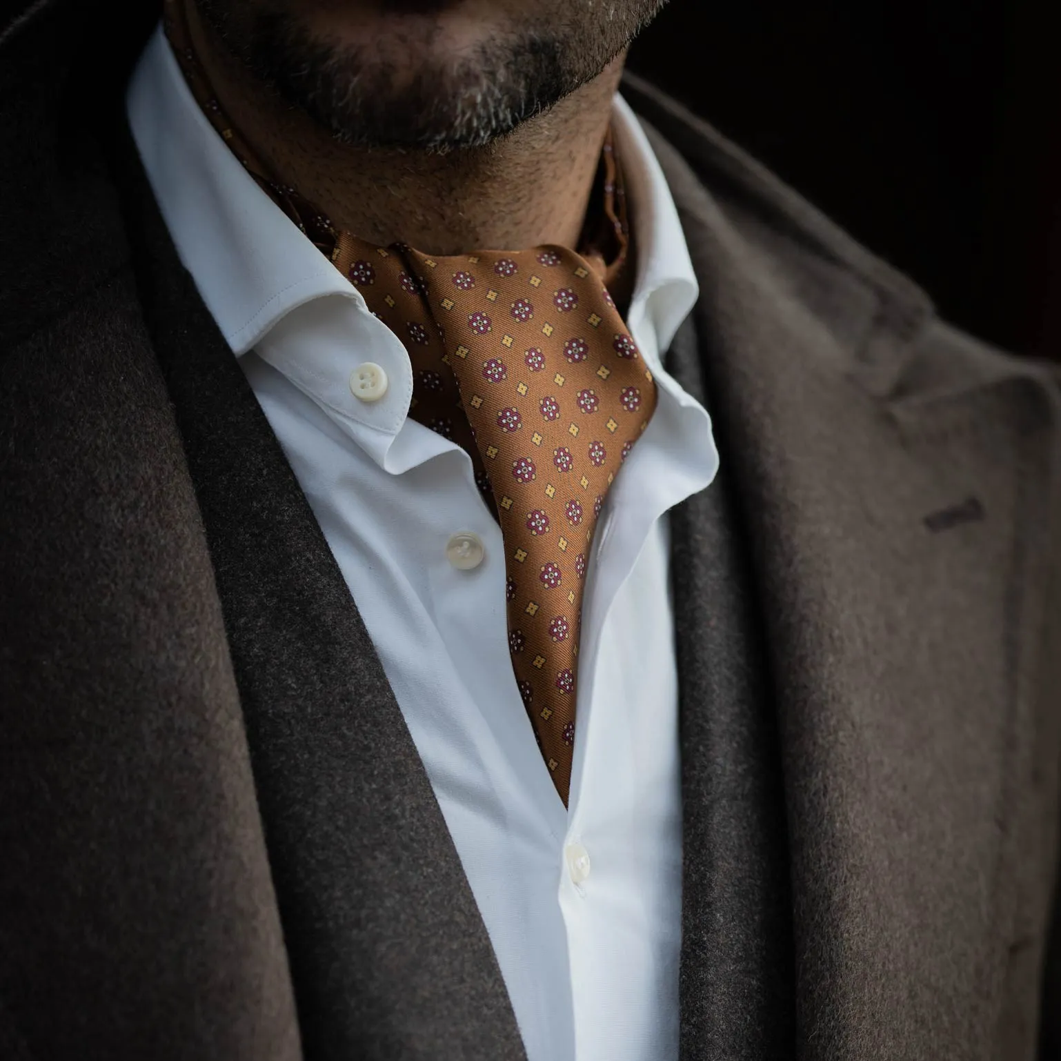 Pagani - Silk Ascot Cravat Tie - Cognac sold by Elizabetta product image thumbnail 3