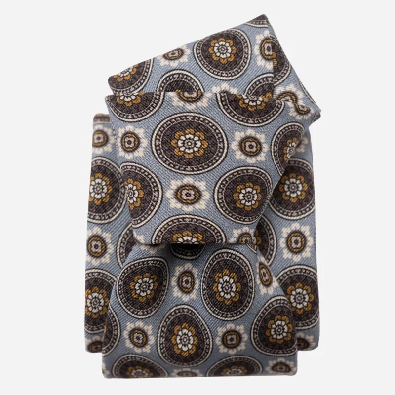 La Vigna - Printed Wool & Silk Tie - Grey sold by Elizabetta