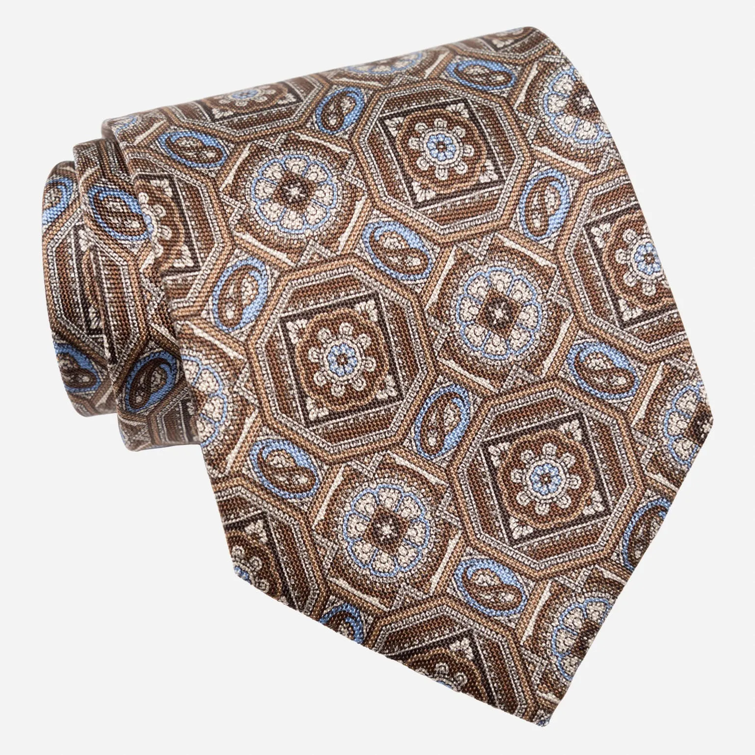 Mantova - Printed Silk Tie - Brown sold by Elizabetta product image thumbnail 3