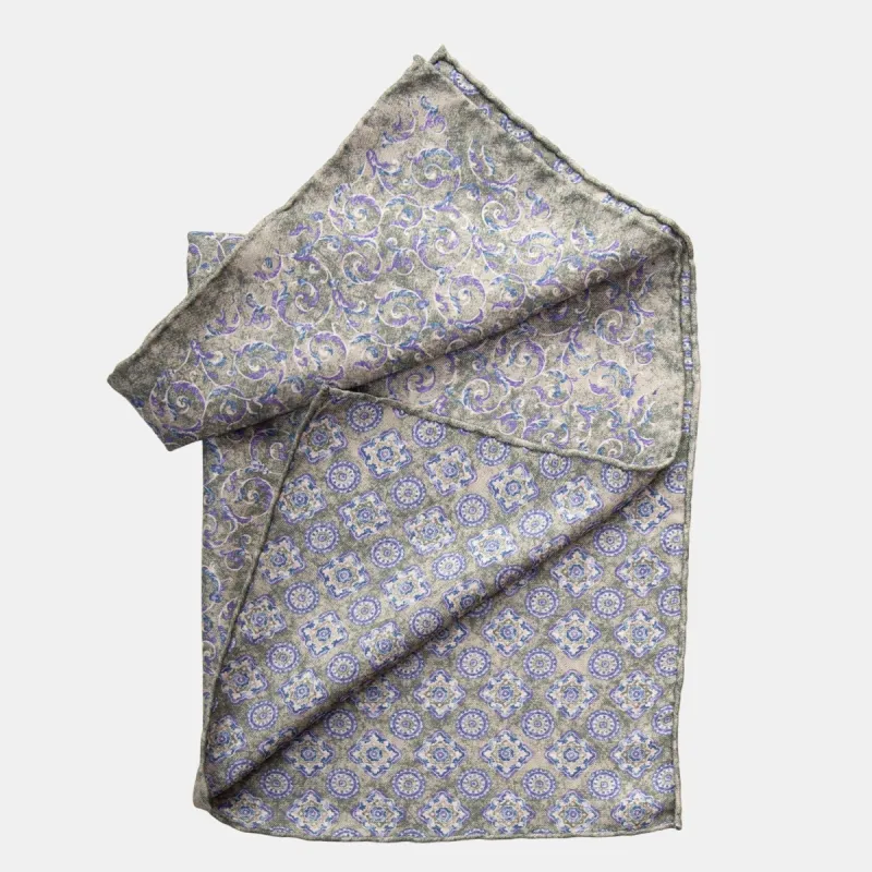 Gubbio - Double Sided Silk Pocket Square - Green sold by Elizabetta