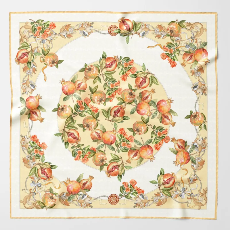 Melograno - Silk Foulard - White Gold sold by Elizabetta