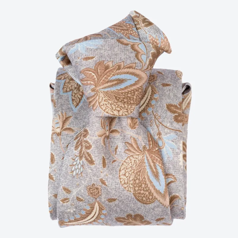 Medici - Printed Silk Tie - Dusty Blue made by Elizabetta
