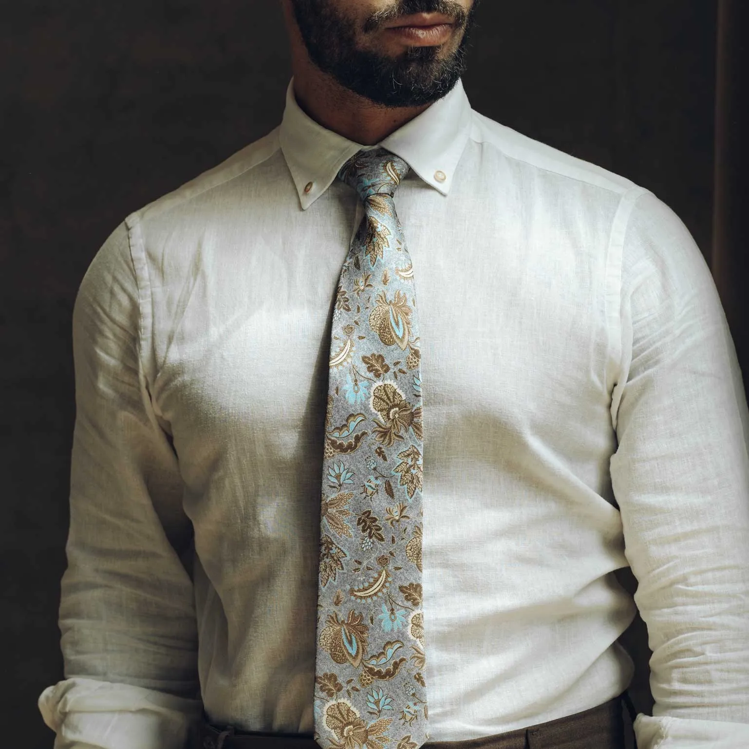 Medici - Printed Silk Tie - Dusty Blue sold by Elizabetta product image thumbnail 3