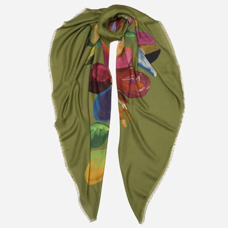 Catrina - Modal Cashmere Scarf Shawl - Moss Green sold by Elizabetta