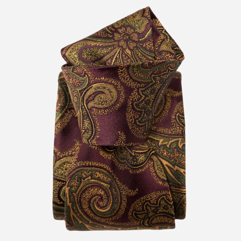 Cortina - Silk Jacquard Tie - Burgundy sold by Elizabetta