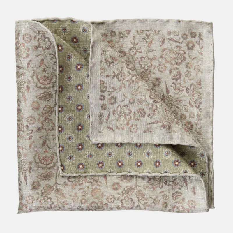 Pascal - Double Sided Silk Pocket Square - Sage Green sold by Elizabetta