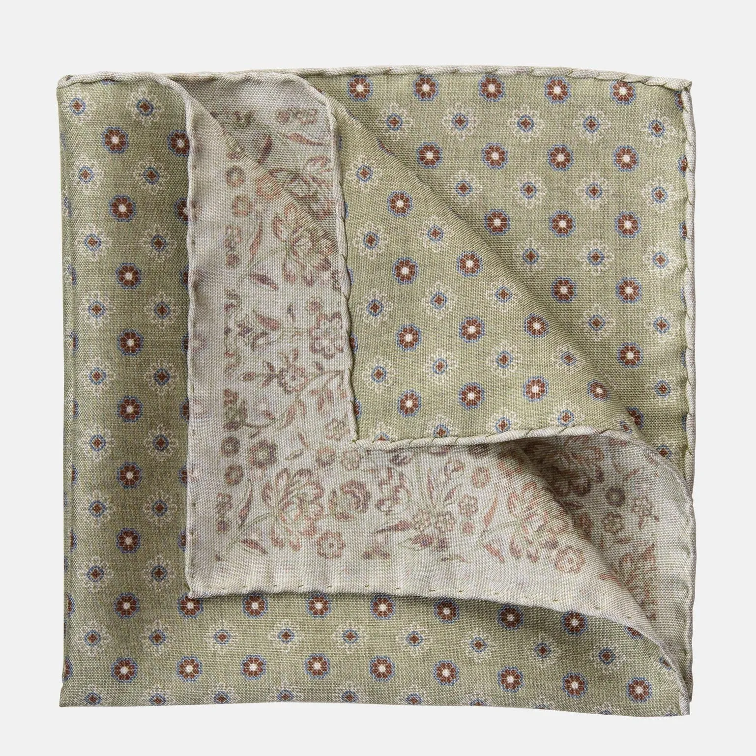 Pascal - Double Sided Silk Pocket Square - Sage Green sold by Elizabetta product image thumbnail 3