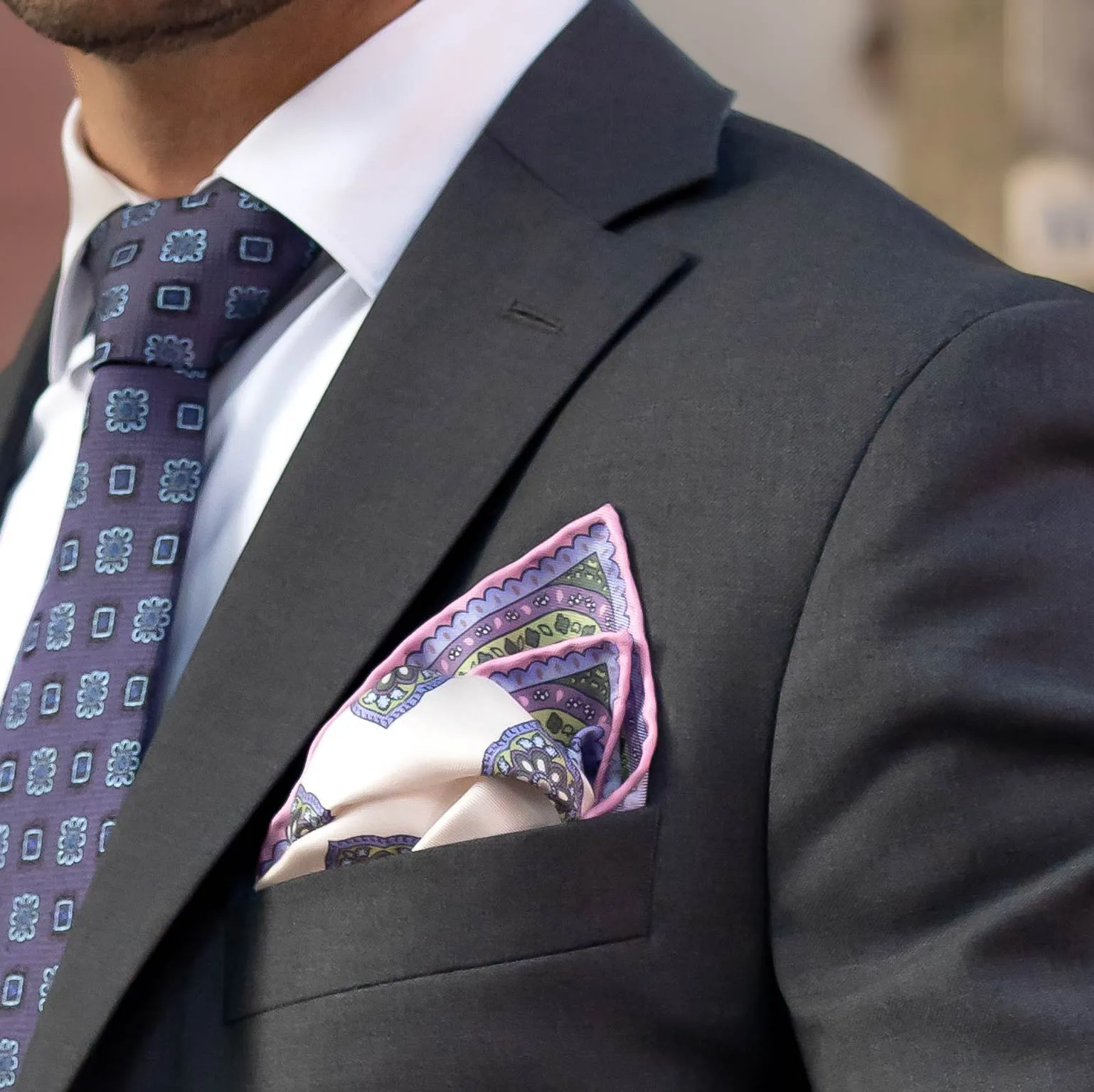 Lugano - Silk Pocket Square - Lavender sold by Elizabetta product image thumbnail 2