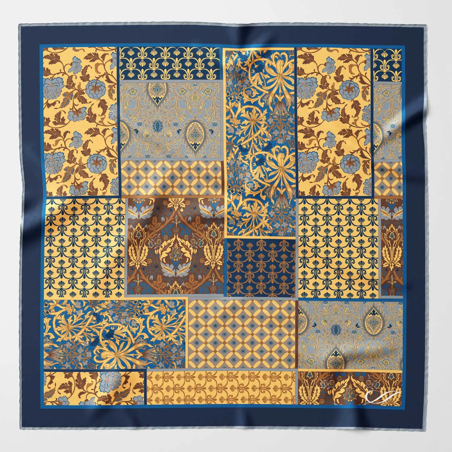 Napoli - Hand Rolled Silk Neckerchief - Yellow & Blue sold by Elizabetta