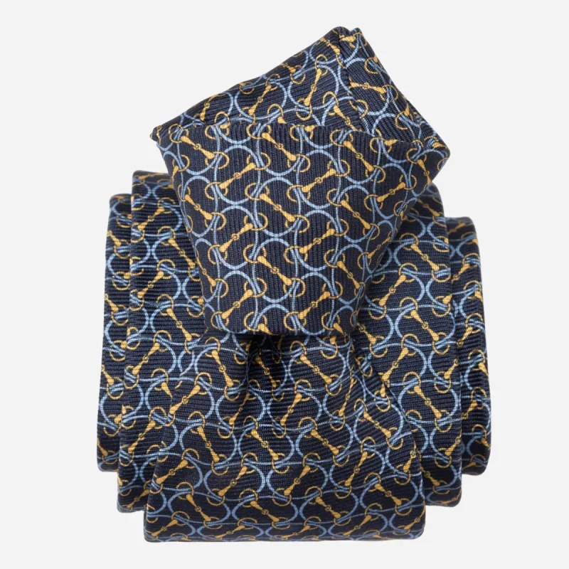 Palio - Printed Silk Tie - Navy sold by Elizabetta
