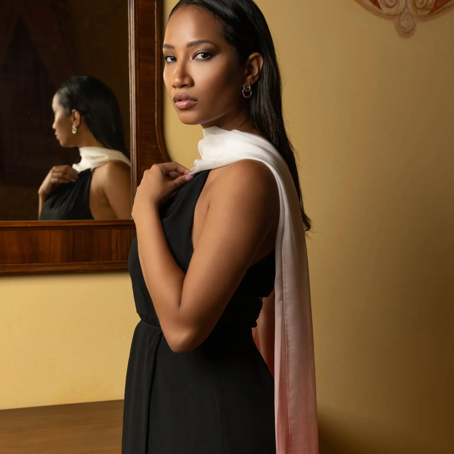 Claudia - Silk Scarf Shawl - Peach Blossom Ombré sold by Elizabetta product image thumbnail 3