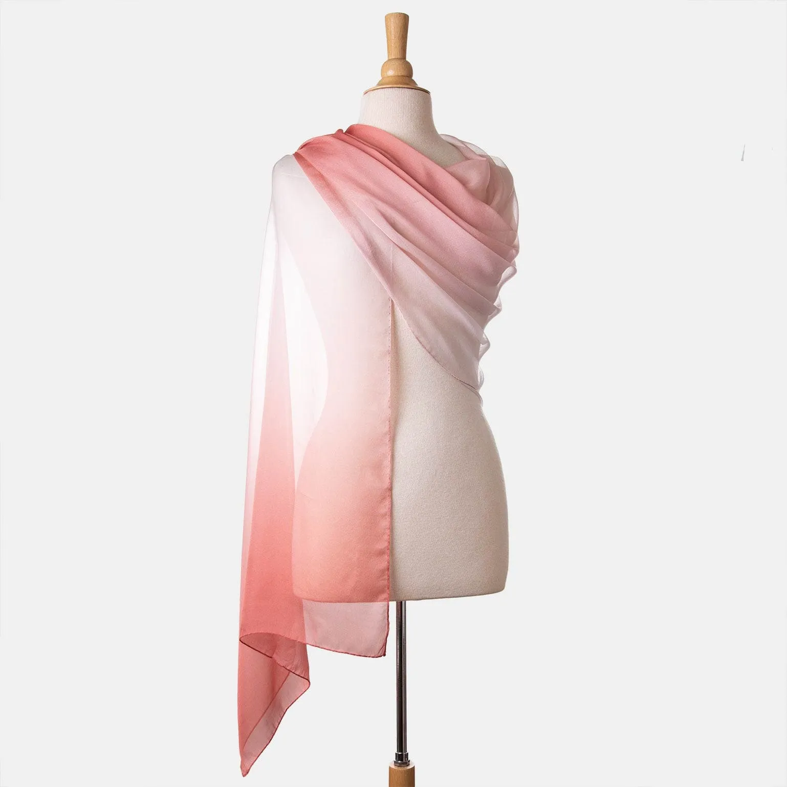 Claudia - Silk Scarf Shawl - Peach Blossom Ombré sold by Elizabetta product image thumbnail 4