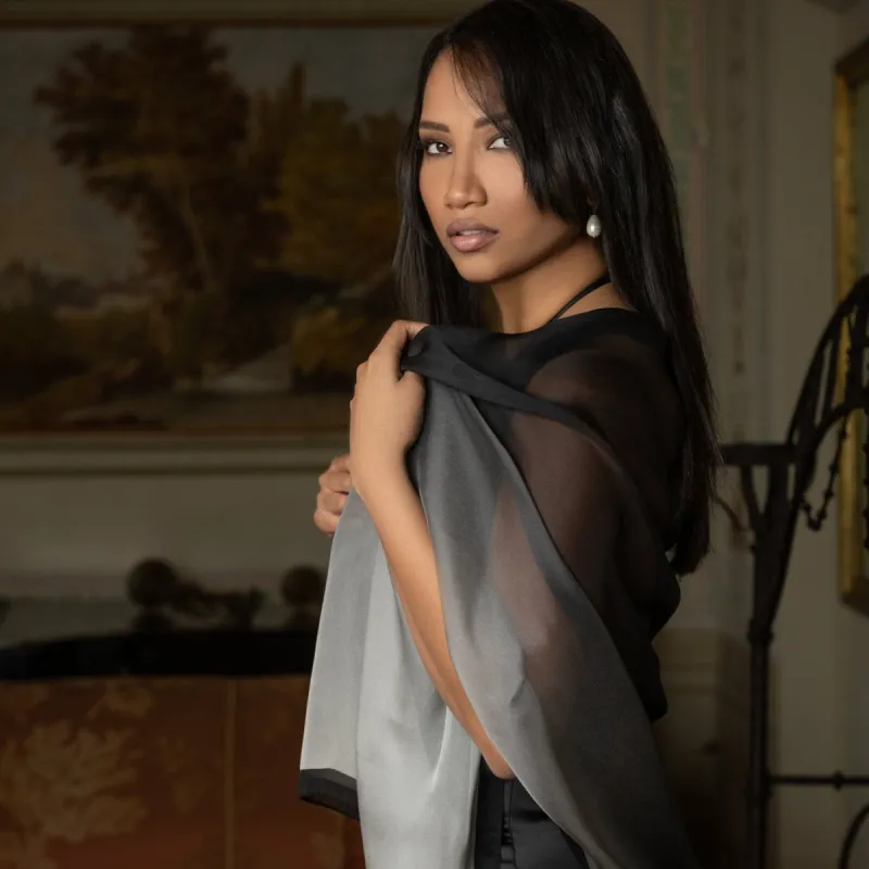 Sophia - Silk Scarf Shawl - Smoke sold by Elizabetta