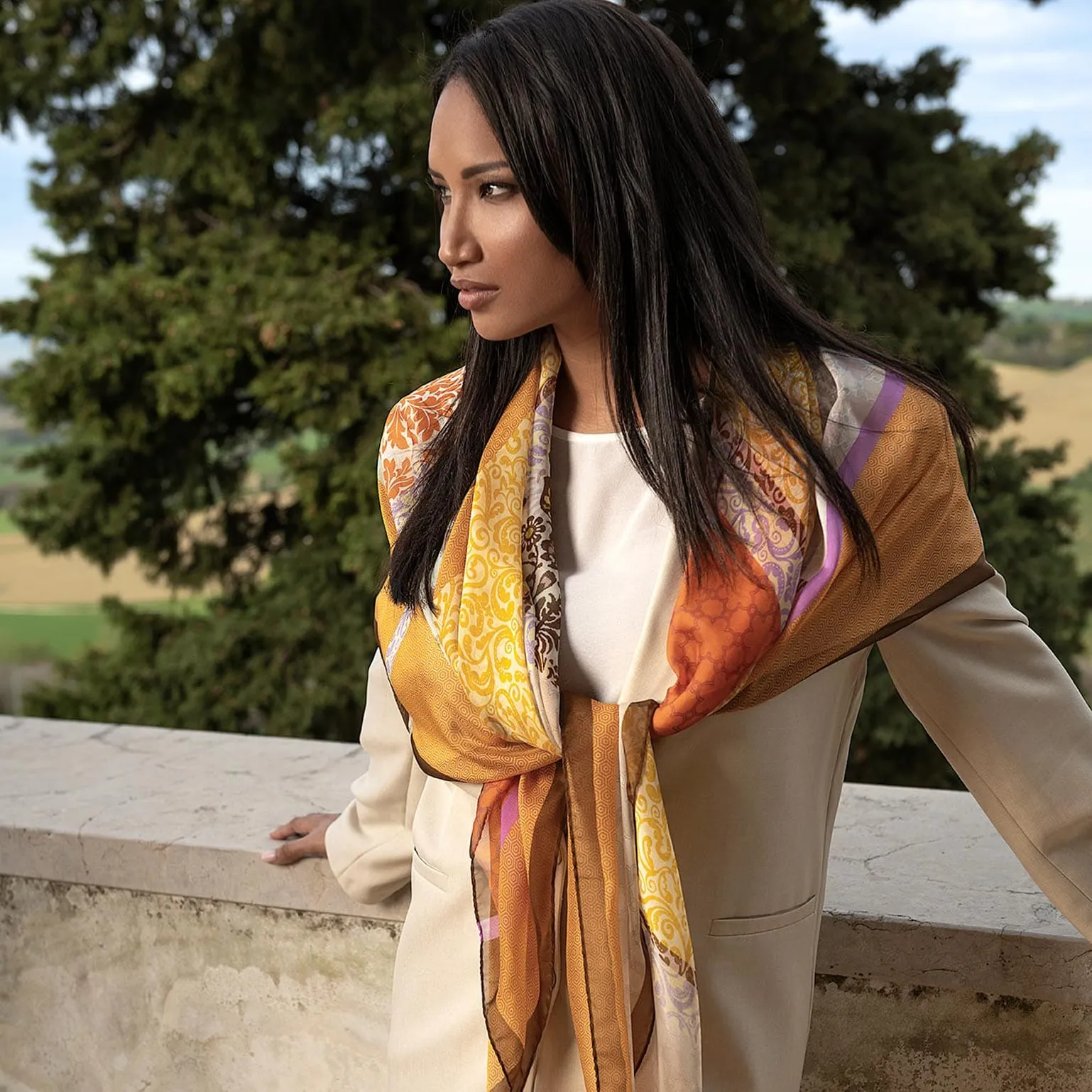 Dafne - Silk Scarf Shawl - Sunrise sold by Elizabetta