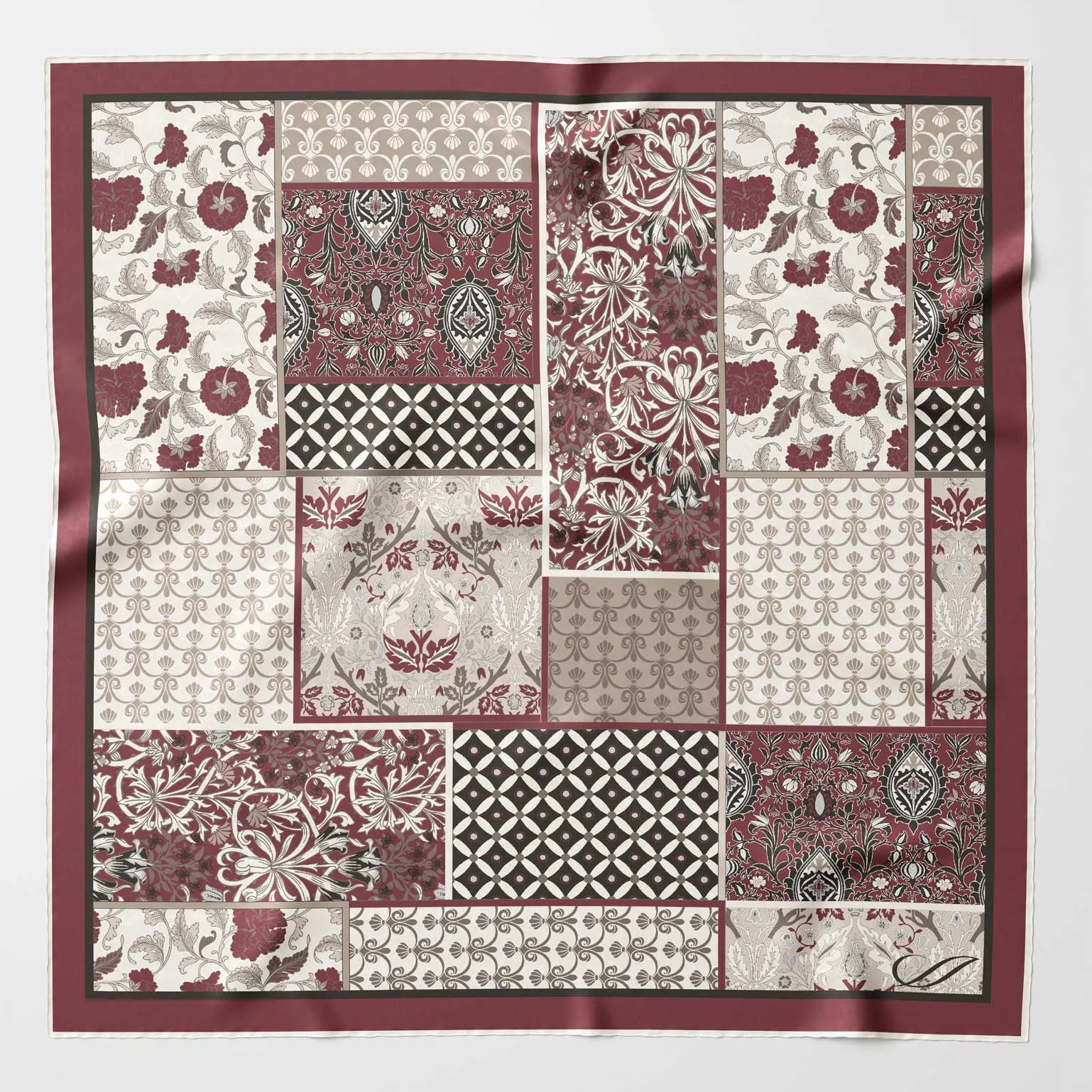Portici - Silk Pocket Square - Maroon sold by Elizabetta