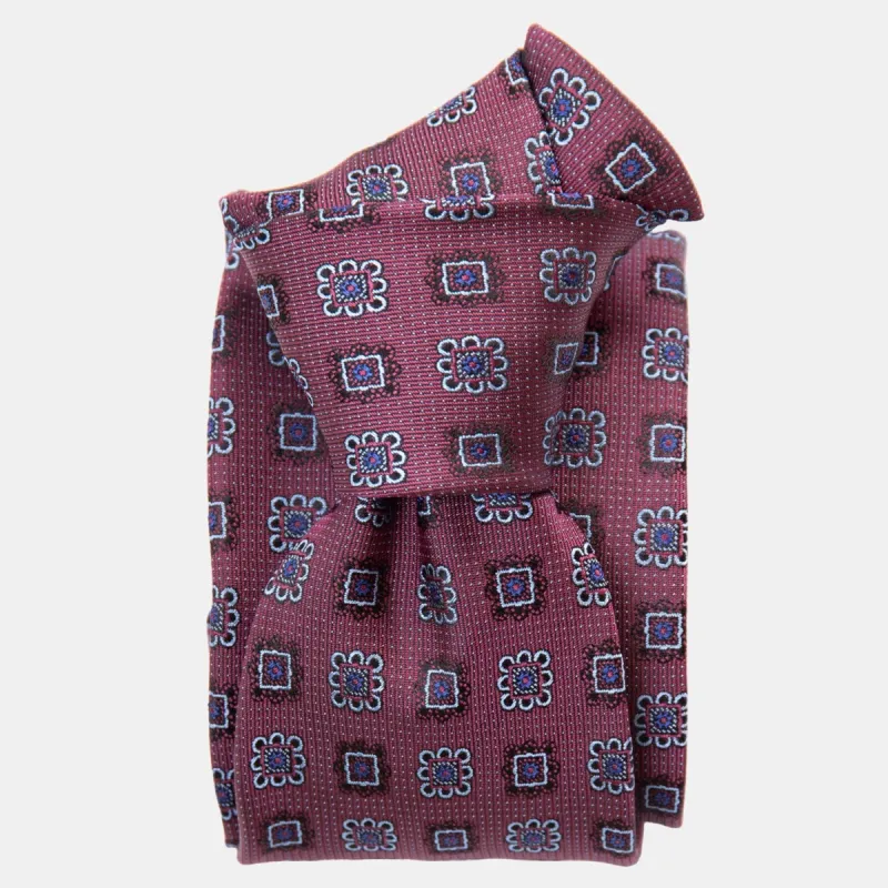Trento - Silk Jacquard Tie - Raspberry sold by Elizabetta