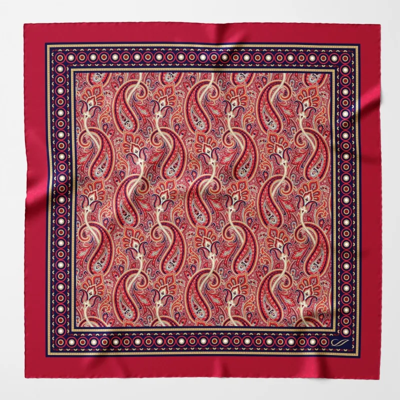 Garibaldi - Silk Pocket Square - Red sold by Elizabetta