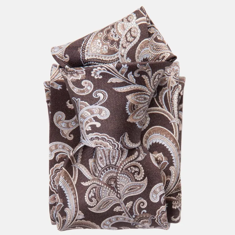 Novara - Printed Silk Tie - Brown made by Elizabetta