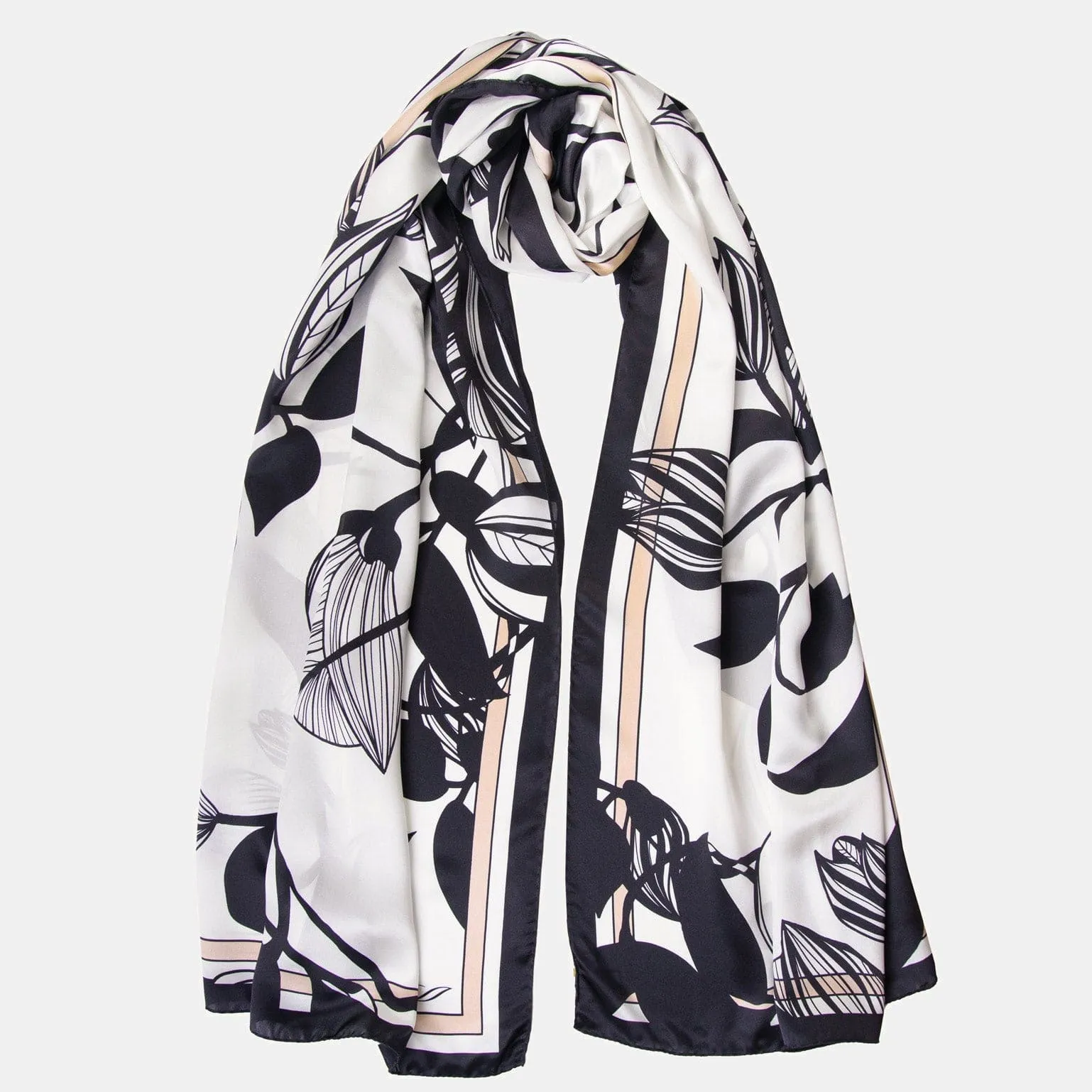 Cara - Silk Scarf/Shawl - Black & Soft White sold by Elizabetta product image thumbnail 3