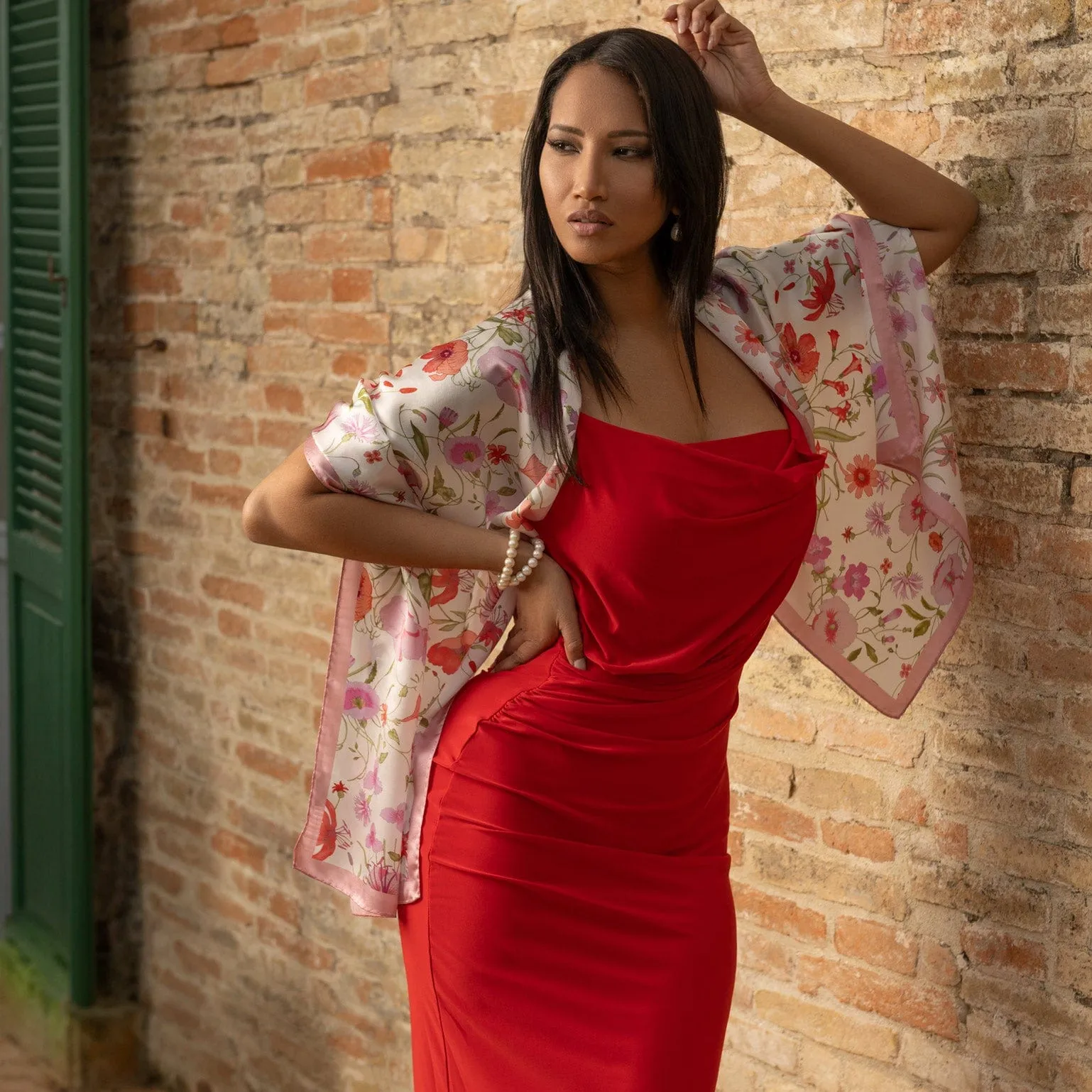 Primavera - Long Silk Scarf - Pink sold by Elizabetta