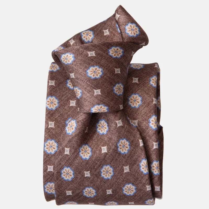 Antinori - Printed Silk Tie - Brown made by Elizabetta