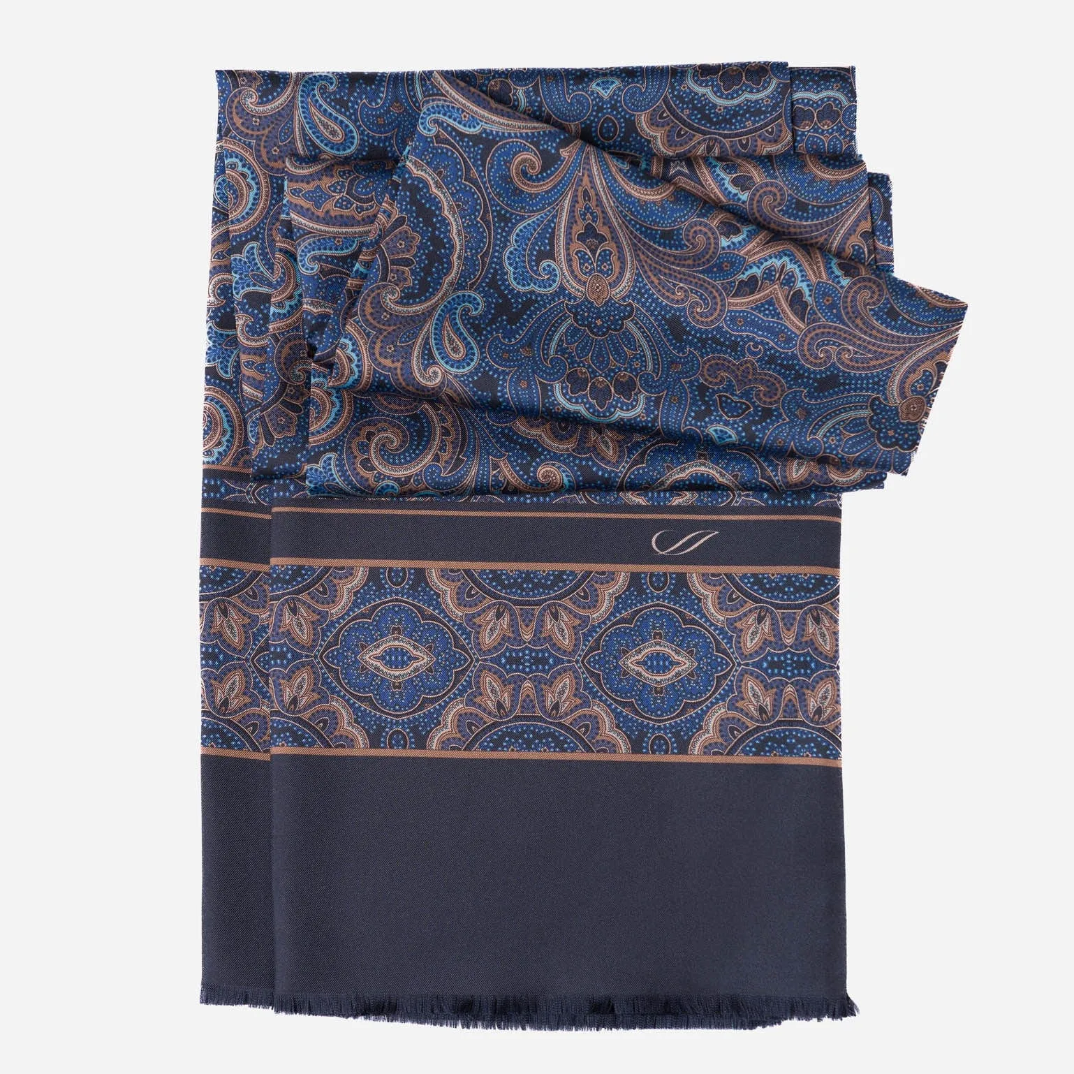 Ferrara - Silk Scarf - Blue & Brown sold by Elizabetta