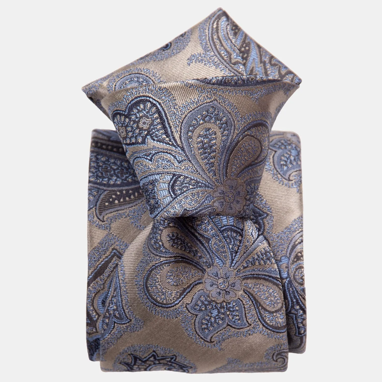 Cortina - Silk Jacquard Tie - Warm Pewter sold by Elizabetta