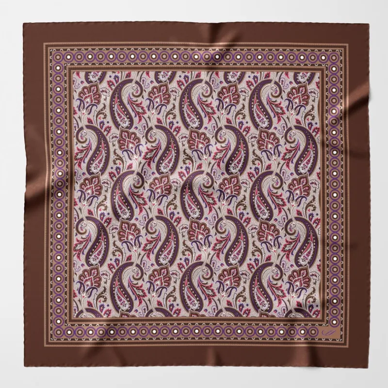Garibaldi - Silk Pocket Square - Chocolate sold by Elizabetta