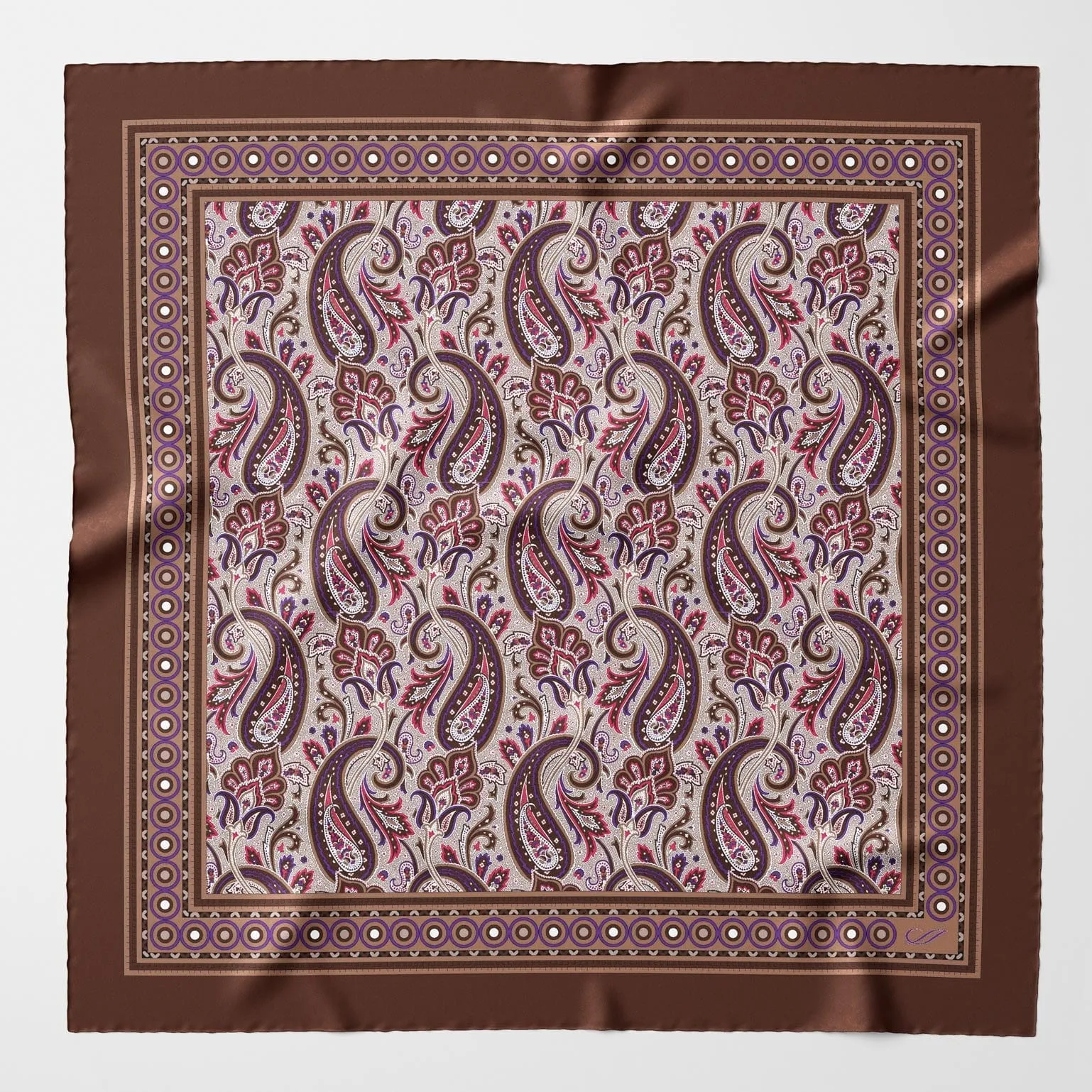 Garibaldi - Silk Pocket Square - Chocolate sold by Elizabetta
