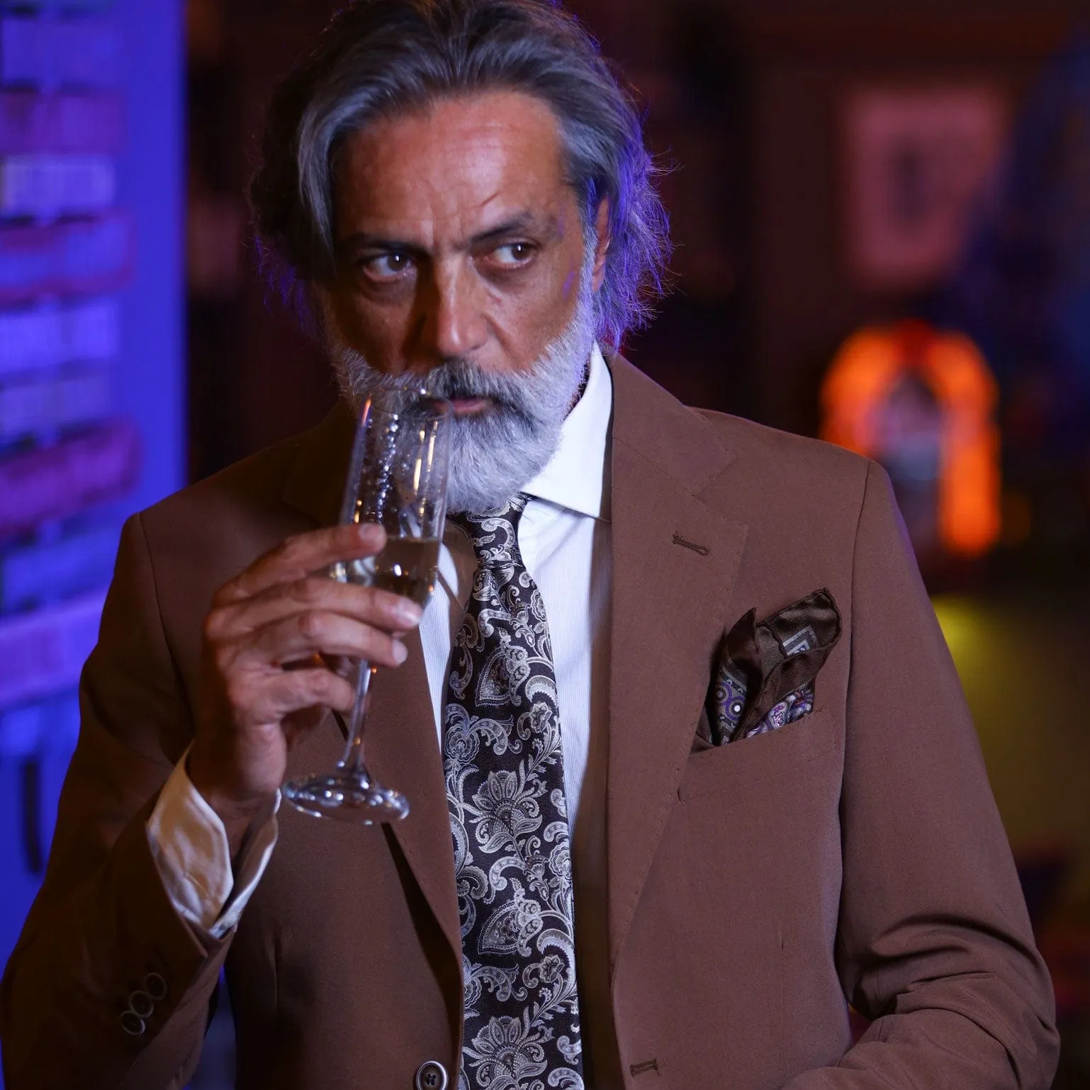 Garibaldi - Silk Pocket Square - Chocolate sold by Elizabetta product image thumbnail 2