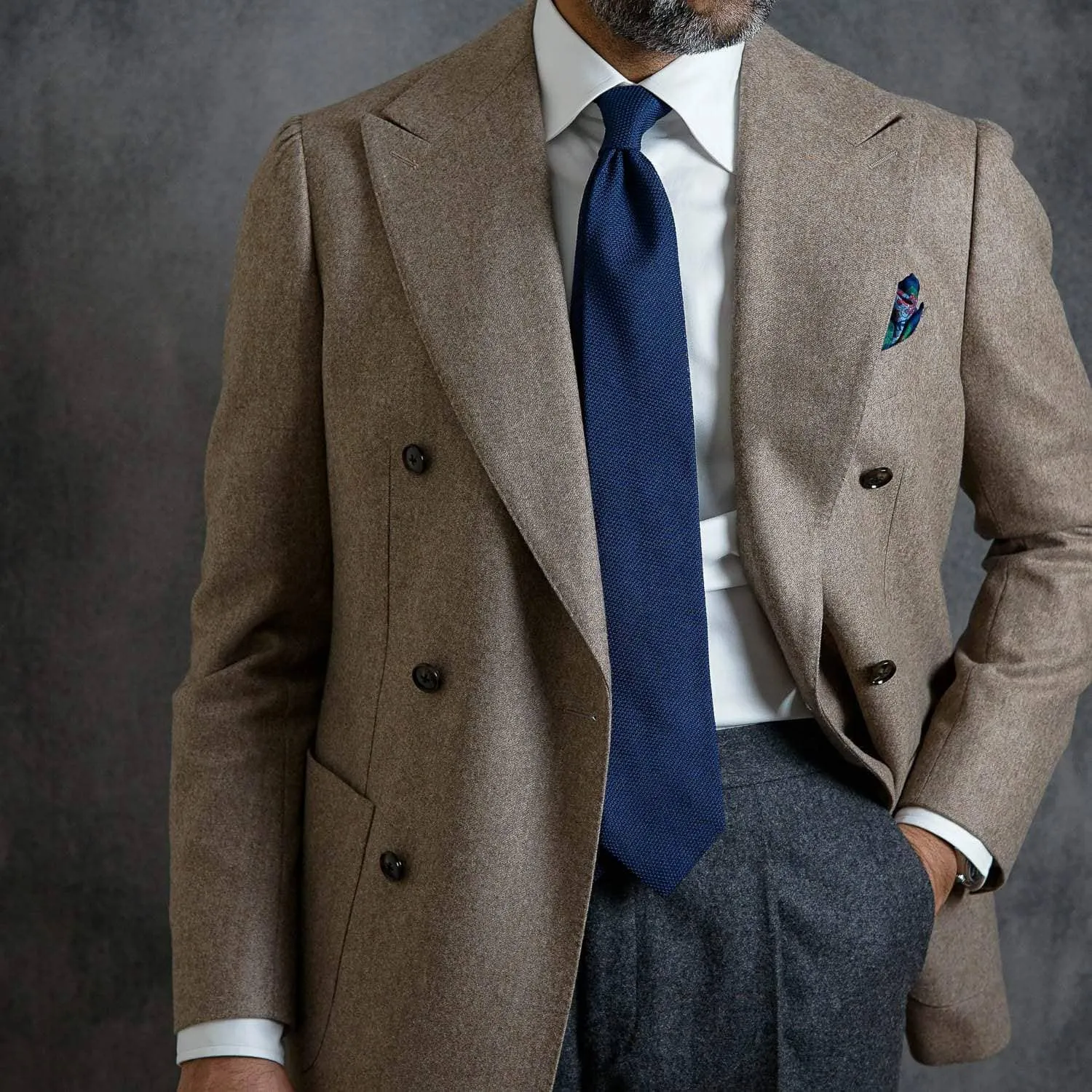 Marino - Navy Blue Silk Grenadine Tie sold by Elizabetta product image thumbnail 2