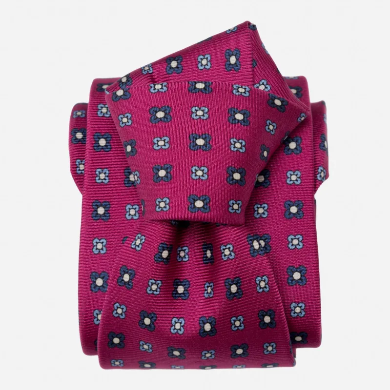 Siracusa - Printed Silk Tie - Magenta sold by Elizabetta