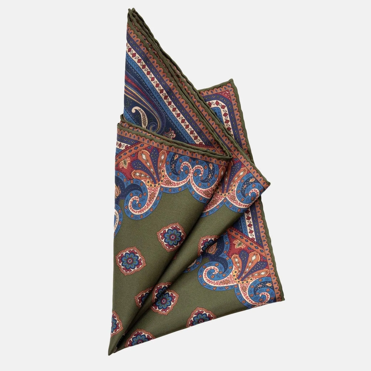 Lugano - Silk Pocket Square - Olive Green sold by Elizabetta product image thumbnail 3