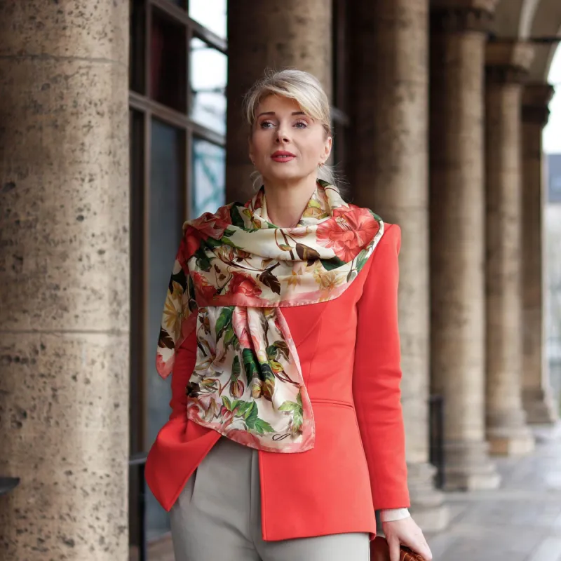 Rosa - Long Silk Scarf - Peach sold by Elizabetta