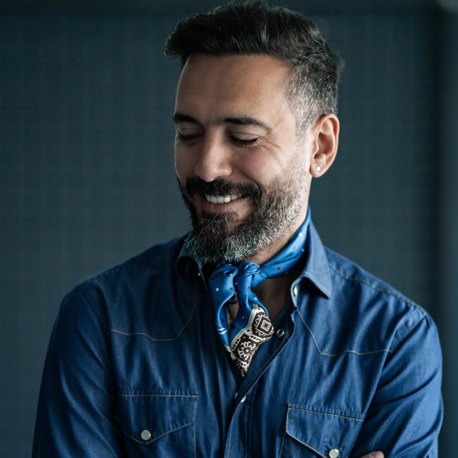 Bergamo - Silk Neckerchief - Blue sold by Elizabetta product image thumbnail 2