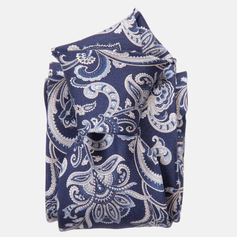 Novara - Printed Silk Tie - Navy sold by Elizabetta