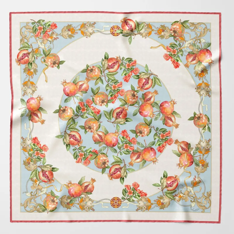 Melograno - Silk Foulard - Powder Blue sold by Elizabetta