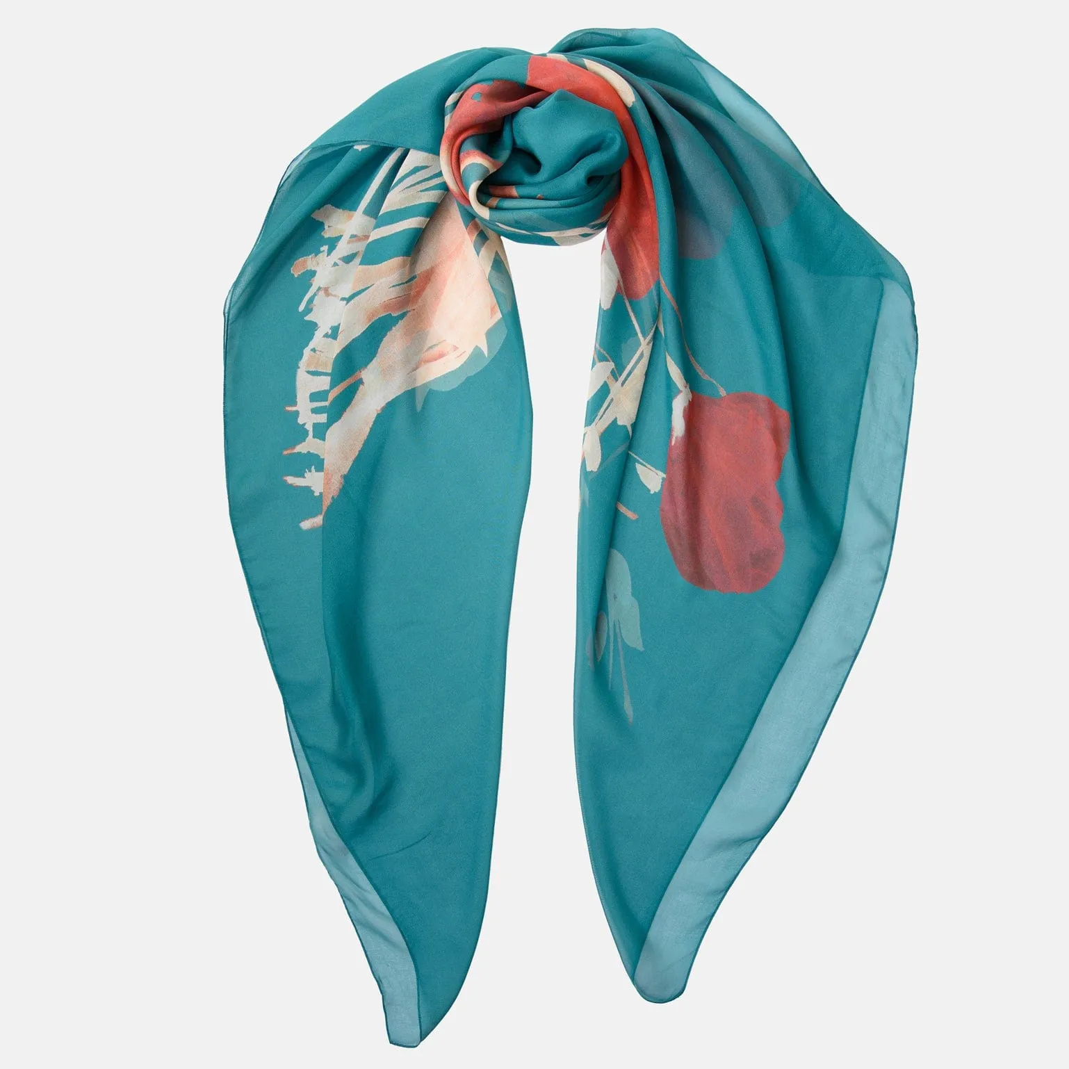 Lisa - Large Silk Scarf - Turquoise sold by Elizabetta