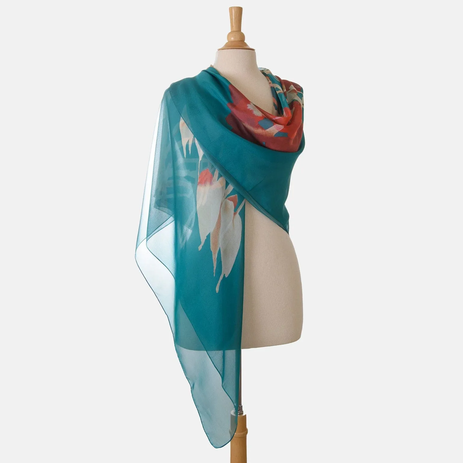 Lisa - Large Silk Scarf - Turquoise sold by Elizabetta product image thumbnail 3