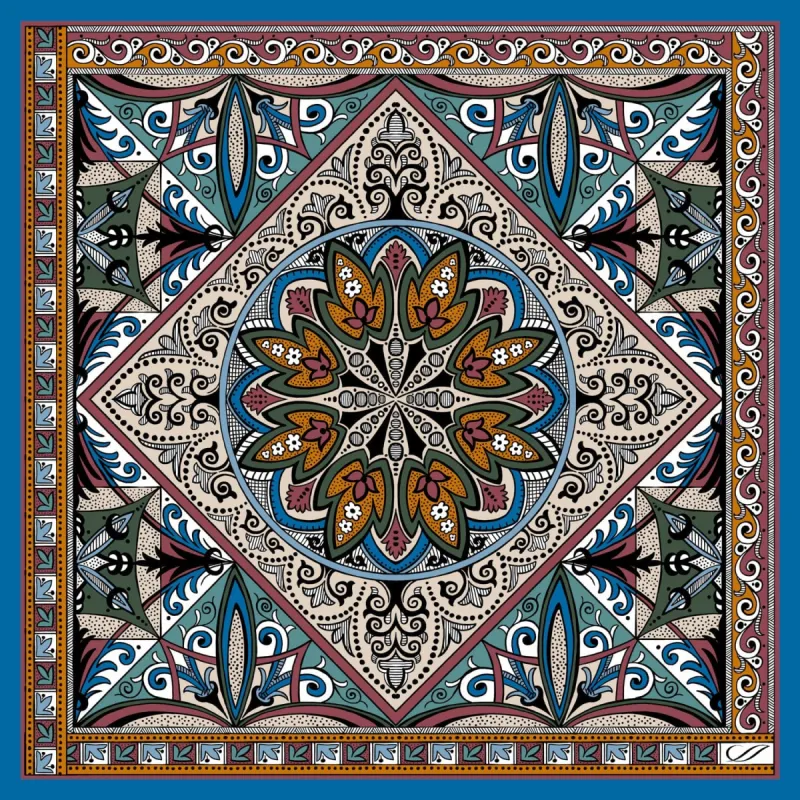 Tragara - Silk Pocket Square - Teal sold by Elizabetta