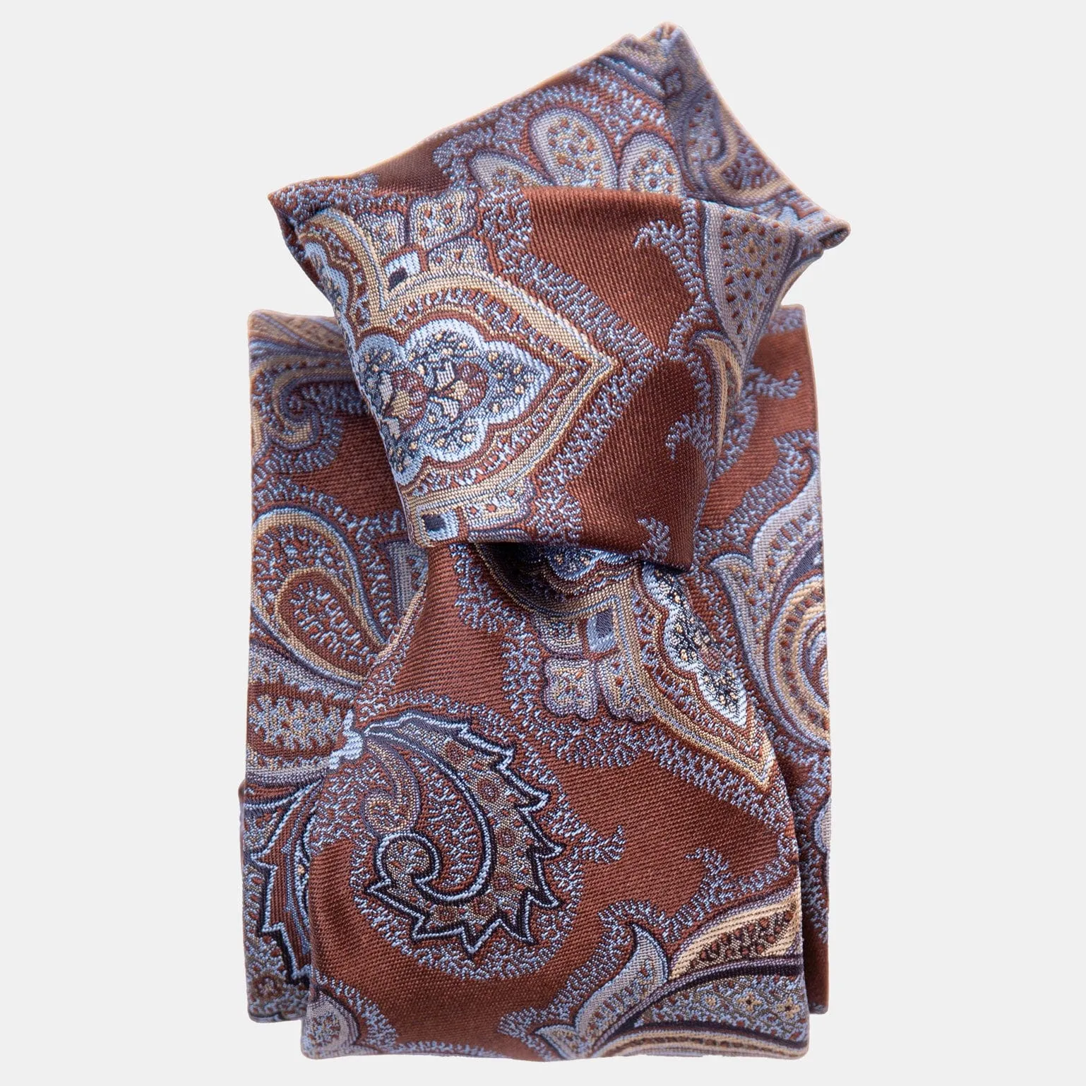 Cortina - Silk Jacquard Tie - Copper sold by Elizabetta