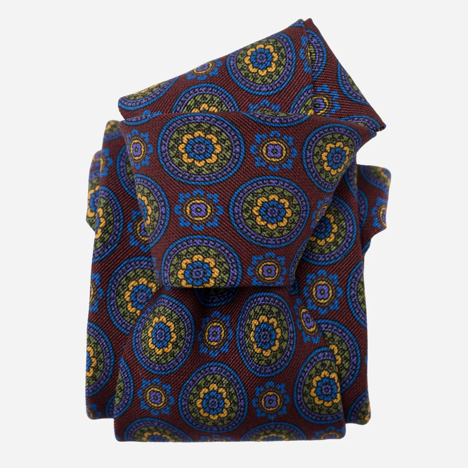 La Vigna - Printed Wool & Silk Tie - Burgundy sold by Elizabetta