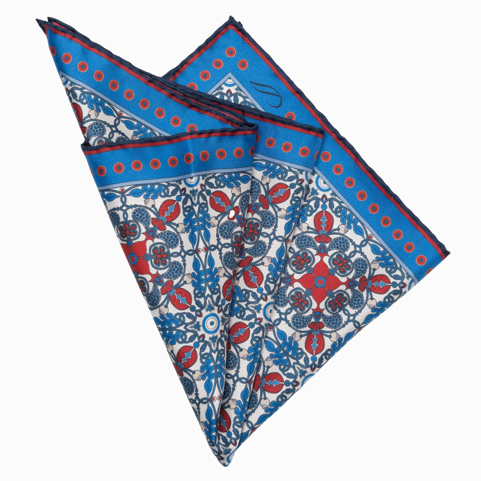 Nebbiolo - Silk Pocket Square - Blue and Red sold by Elizabetta product image thumbnail 3